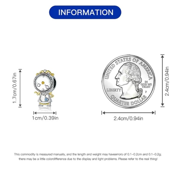 🛍️7 LEFT🛍️ DISNEY COGSWORTH 925 STERLING SILVER CHARM— - Picture 9 of 11